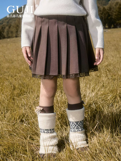 Girls Solid Pleated Skirt - JK Uniform Style Winter Skirt