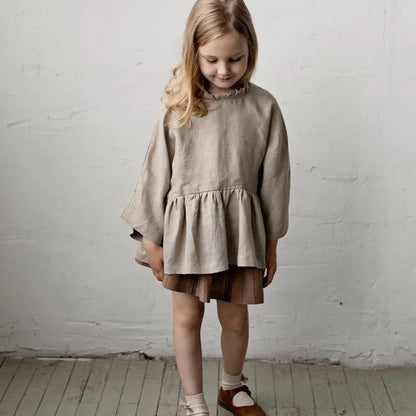 Girls Hand-Embroidered Linen Dress - Belgium Imported New Season