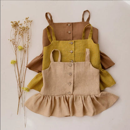 Girls Linen Cami & Shorts Set - Custom Embroidery Two-Piece