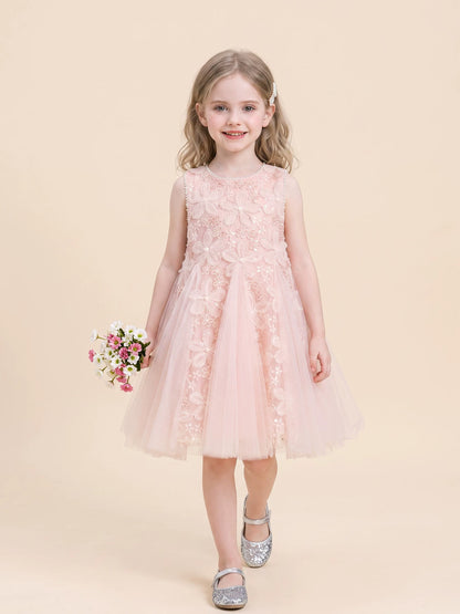 Girls Sleeveless Lace Princess Dress - Premium Puffy Tulle Jumper