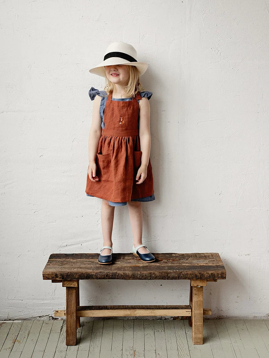 Linen Pinafore Dress - Original Apron-Style Embroidered Jumper