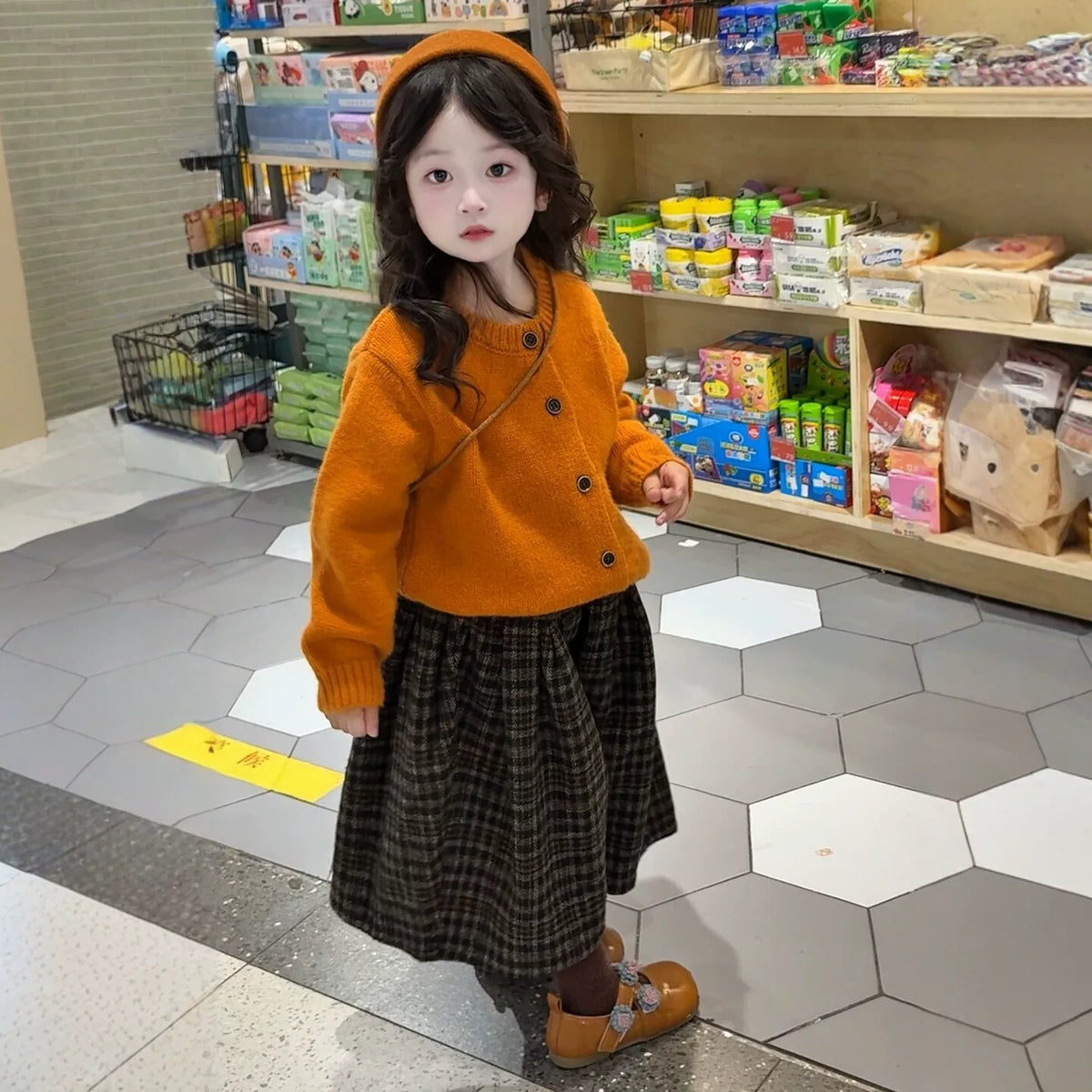 Girls Knit Cardigan & Wide-Leg Pants Set - Brightening Autumn Two-Piece