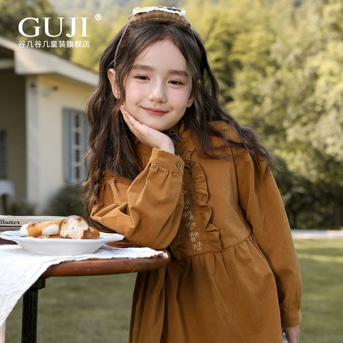 Girls Cotton A-Line Dress - Long-Sleeve Casual Princess Skirt