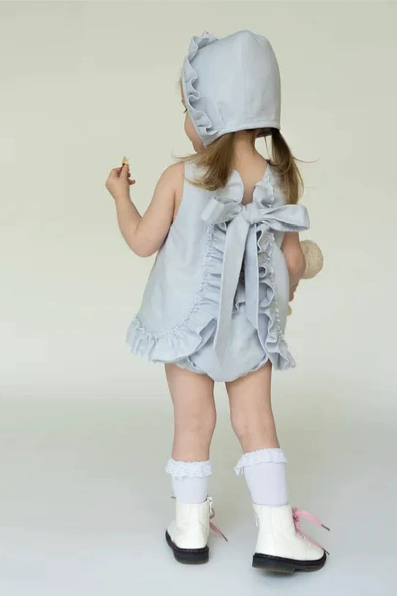Linen Shorts & Vest Set - Bow-Tie Hand-Embroidered Two-Piece