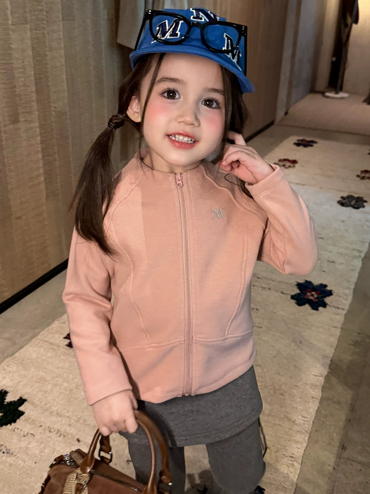 Girls Zip-Front Sweatshirt & Skirt-Panel Flare Pants Set - Autumn Separates