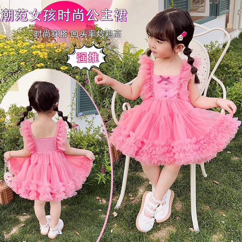 Girls Tulle Tutu Dress - Waist-Defined Puffy Princess Dress