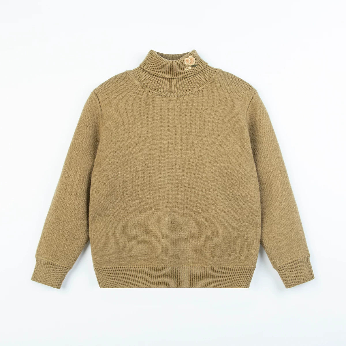Girls High-Neck Knit Sweater - Fleece-Lined Winter Base Layer