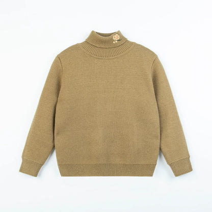 Girls High-Neck Knit Sweater - Fleece-Lined Winter Base Layer