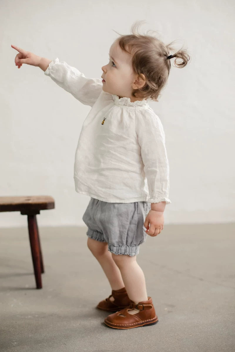 Alice Linen Princess Shirt - Lace-Collar Embroidered Blouse