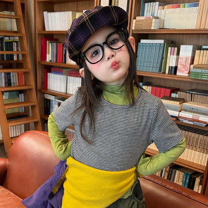 Girls True Two-Piece Striped Tee & Cargo Pants Set - Korean Autumn Two-Piece