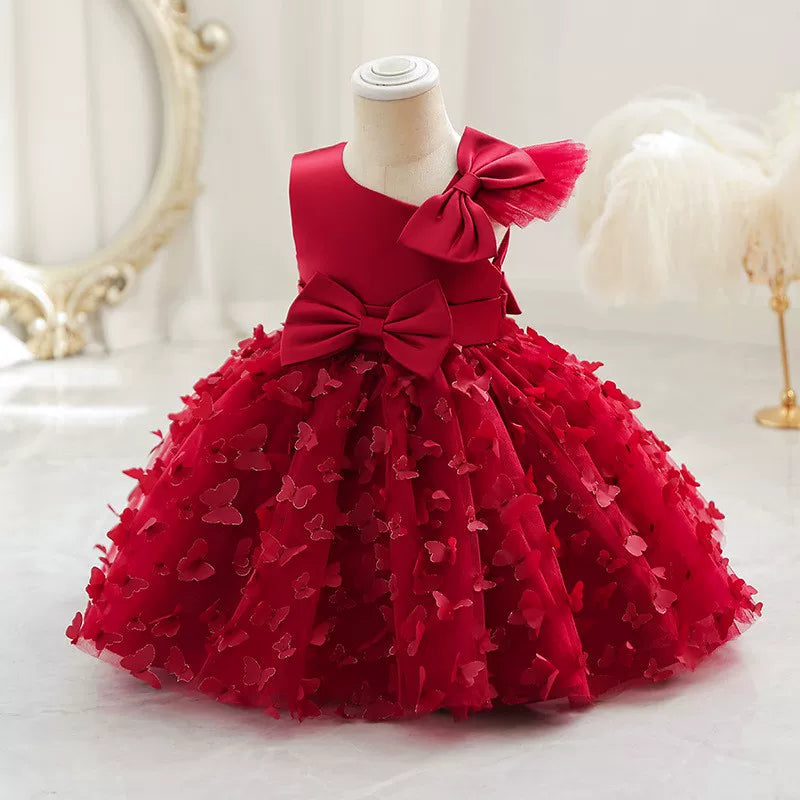 Puff Sleeve Bow Princess Dress - Floral Party Dress