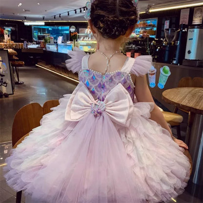 Girls Lolita Jumper Skirt - Puffy Princess Dress with Hair Clip