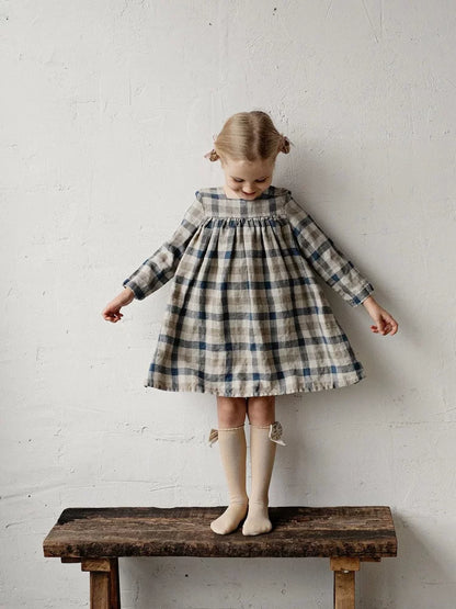 Scandinavian pure linen girl dress front view