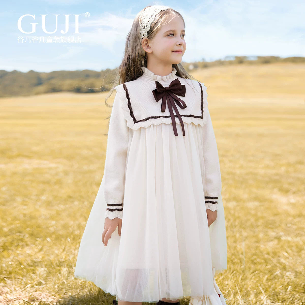 Girls Layered Tulle Cake Dress - Bow Princess Winter Gown