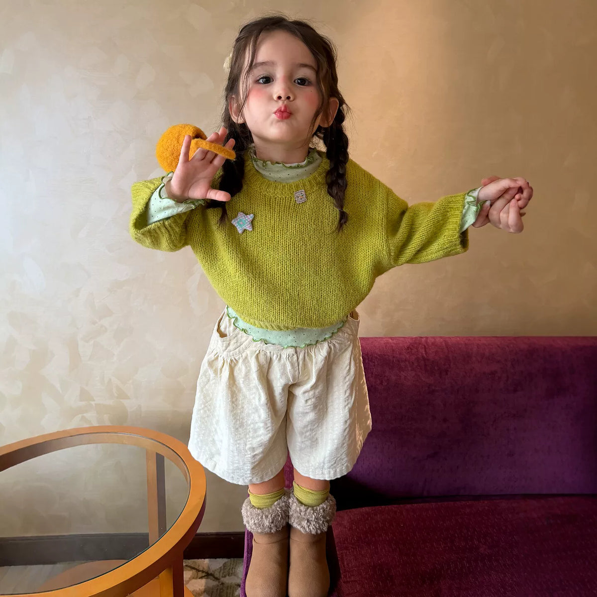 Girls Knit Sweater & Corduroy Pants Set - Sweet Autumn Three-Piece