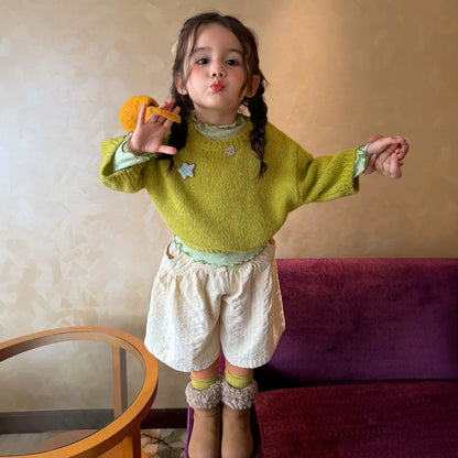 Girls Knit Sweater & Corduroy Pants Set - Sweet Autumn Three-Piece