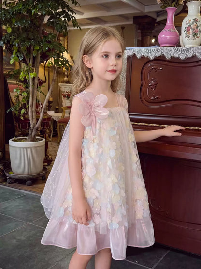 Girls Fairy Wing Sundress - Floral Tulle Princess Dress