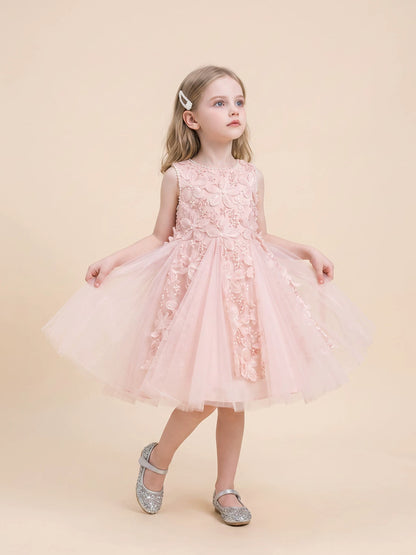 Girls Sleeveless Lace Princess Dress - Premium Puffy Tulle Jumper