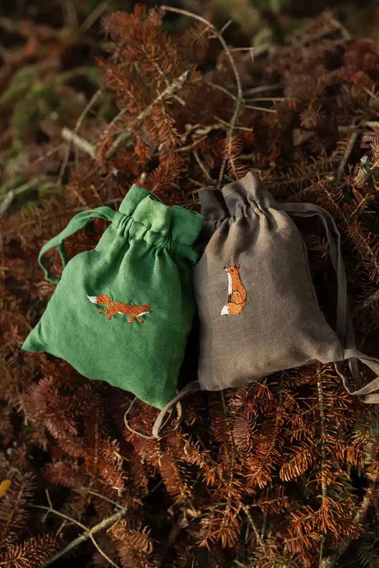 Linen Kids Backpack - Embroidered Animal Daypack, 2 Sizes