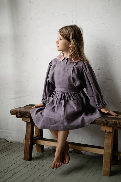 Alice Linen Pinafore Dress - Cute Embroidered Jumper Dress
