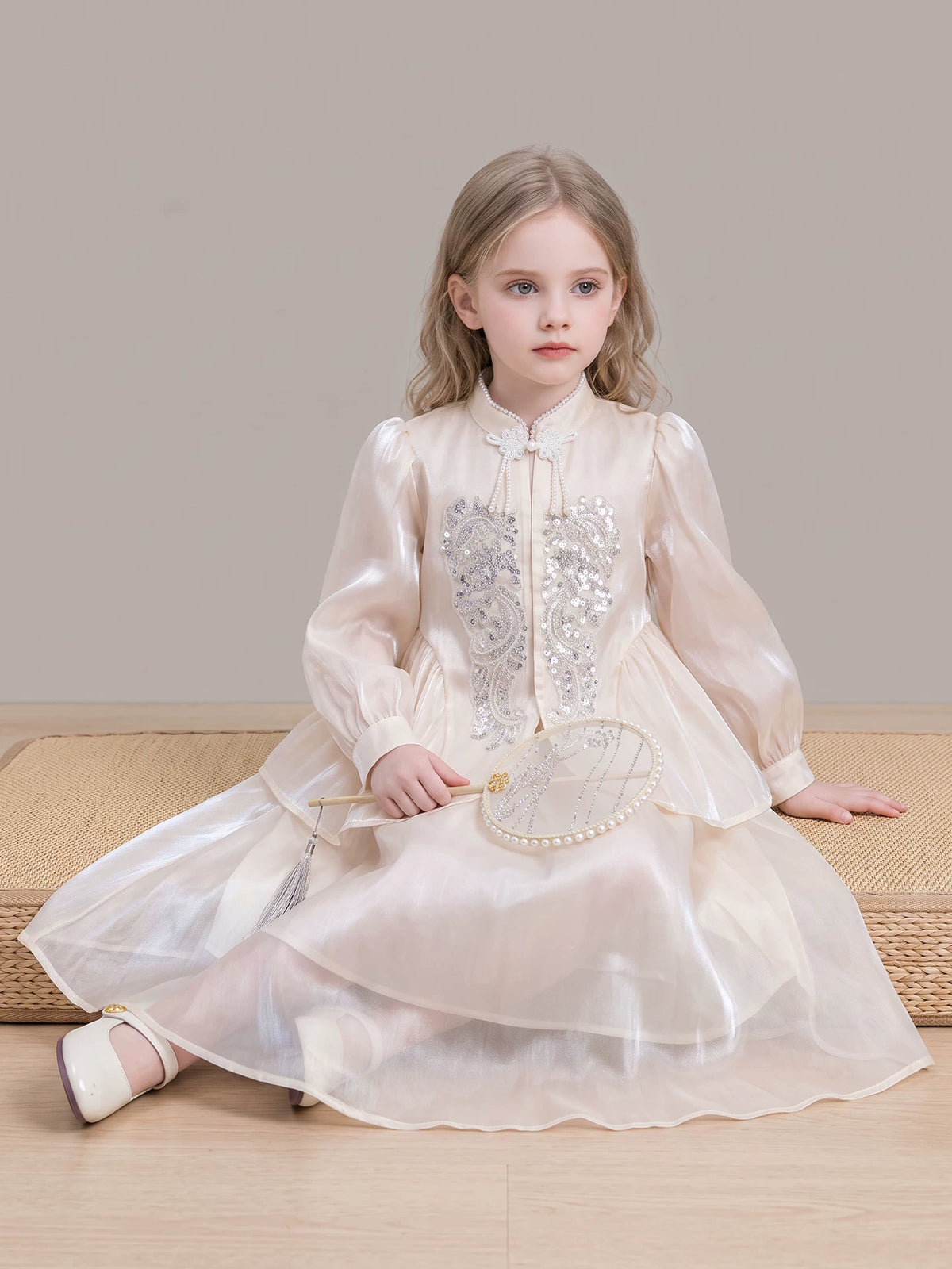 Girls New-Chinese Hanfu Set - Embroidered Top & Skirt Two-Piece