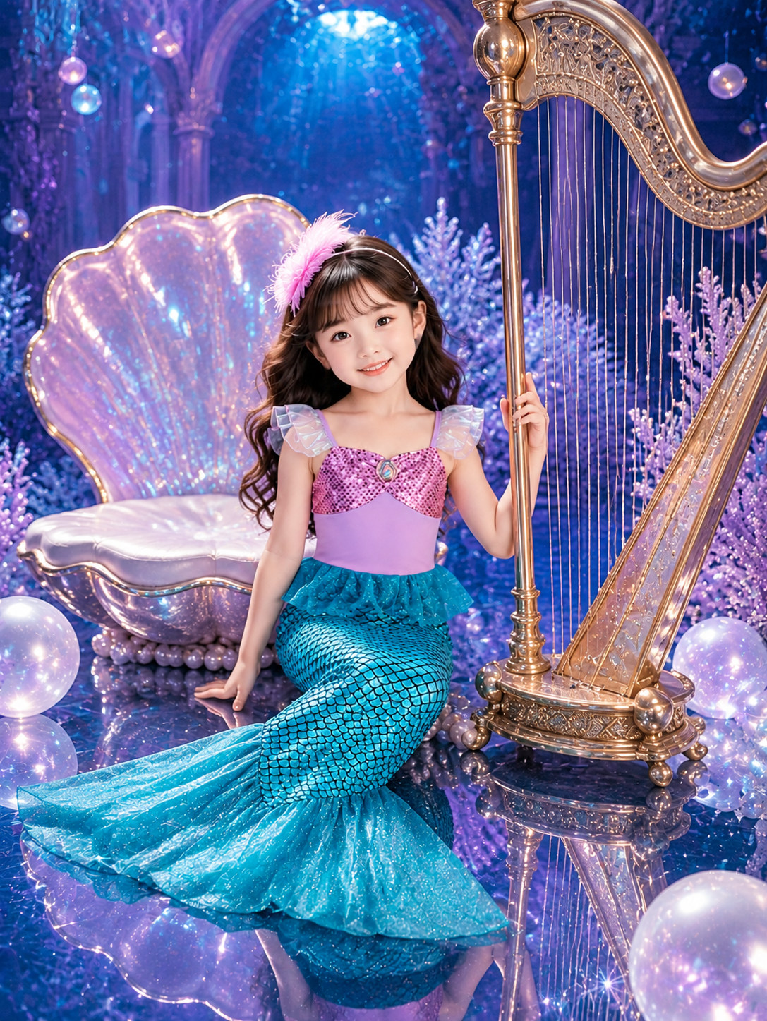 Girls Mermaid Princess Dress - Cosplay Fin Skirt for Stage and Holidays