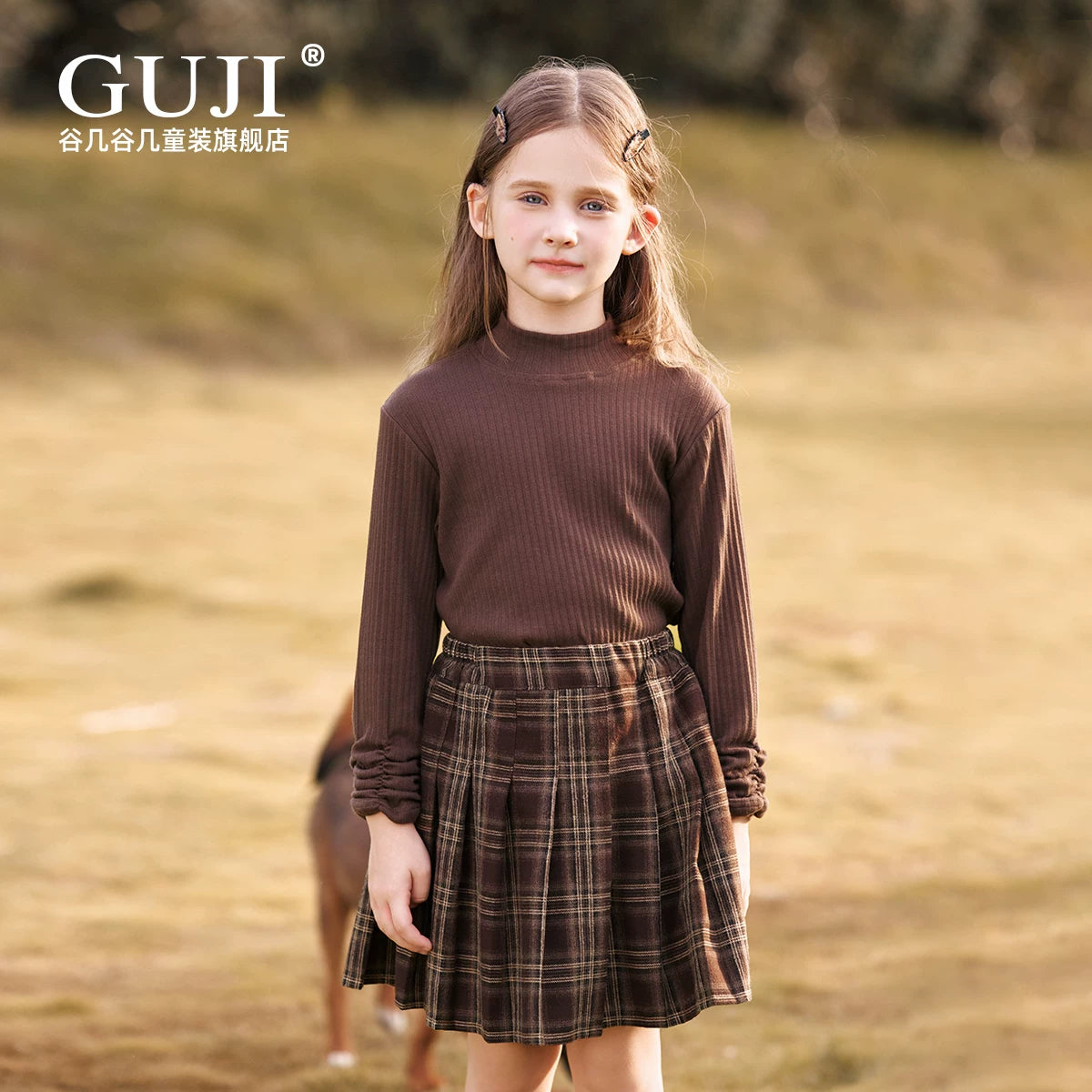 Girls Half-High-Neck Base Layer Top - Warm Autumn Long Sleeve