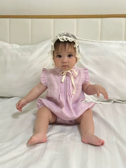 Belgian Pure Linen Baby Romper - Sleeveless Summer Onesie