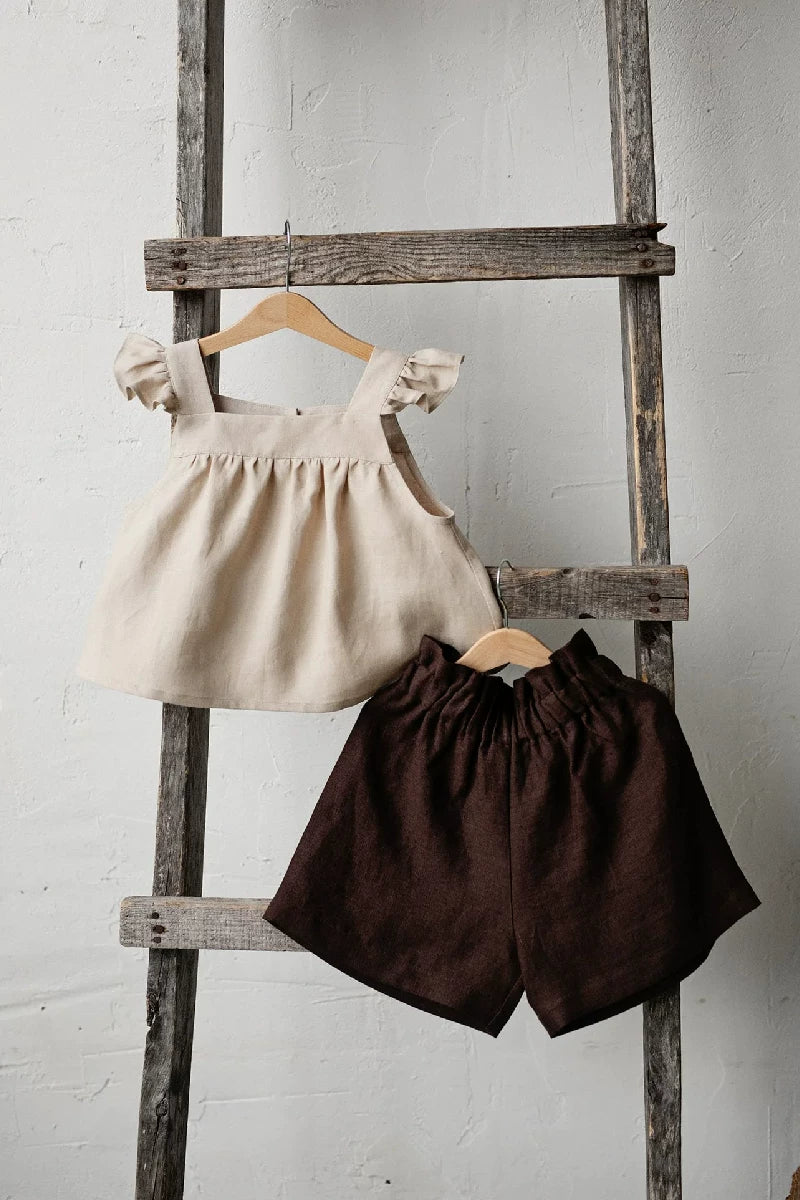 Girls Pure Linen Cami Top - Big-Alice Embroidered Vest