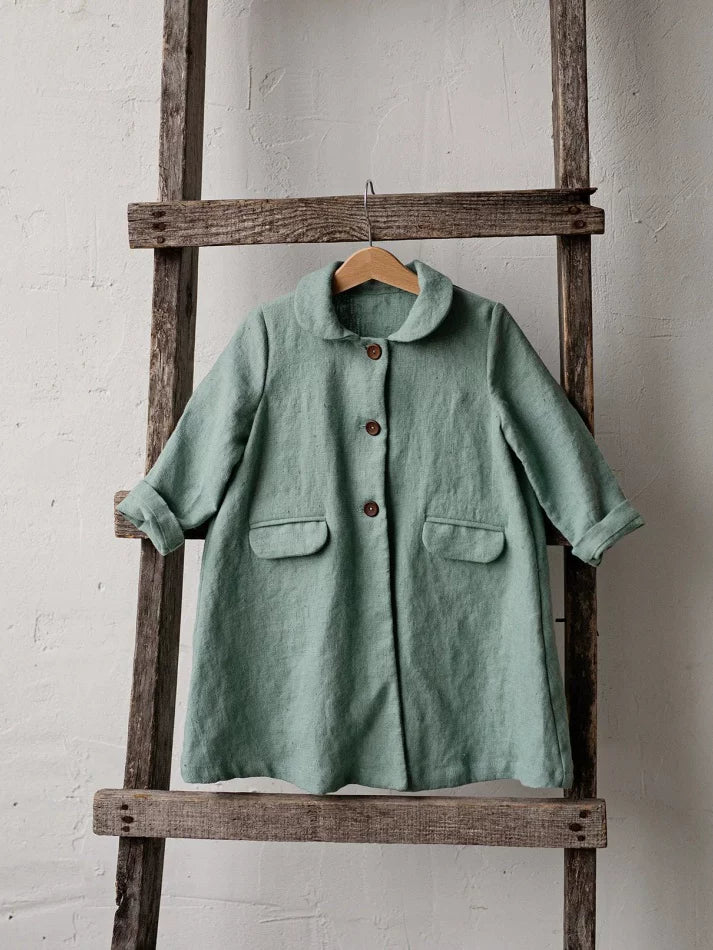Girls Nordic Linen Jacket - Light Green Everyday Coat