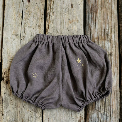 Alice-Style Pure Linen Bubble Shorts - Girls Summer Bottoms