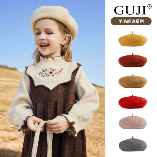 Girls Artist Beret Hat - Soft Wool-Blend Painter Cap