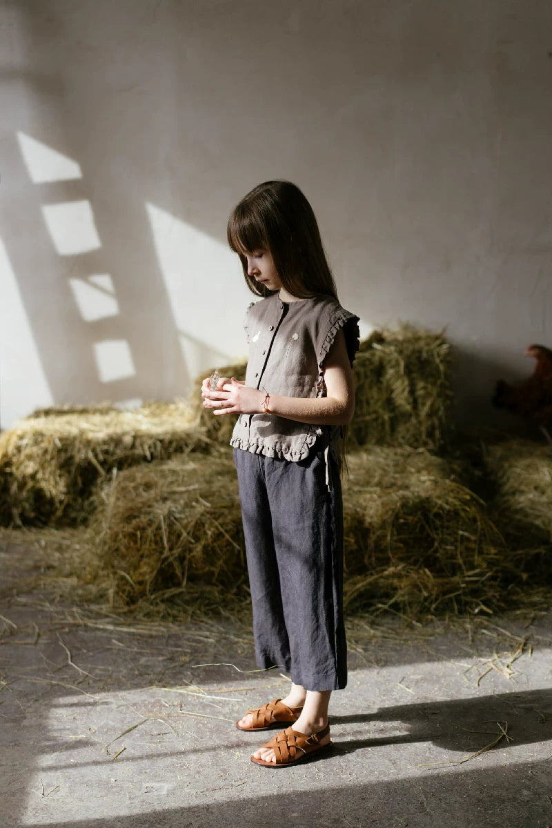 Kids Pure Linen Relaxed Pants - Unisex Leisure Trousers
