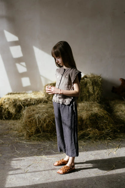 Kids Pure Linen Relaxed Pants - Unisex Leisure Trousers