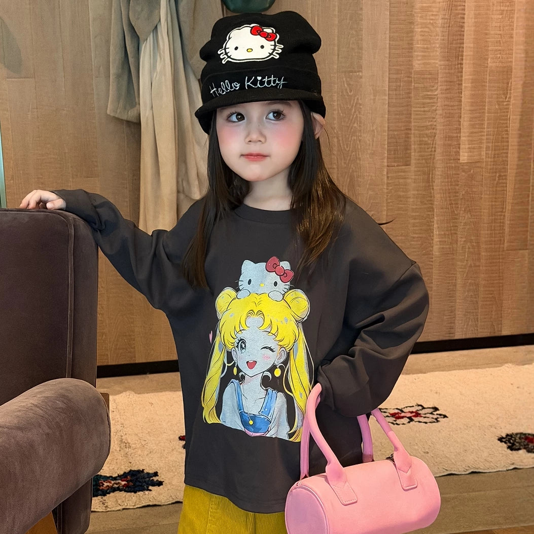 Girls Cartoon Tee & Corduroy Pants Set - Cosy Autumn Two-Piece
