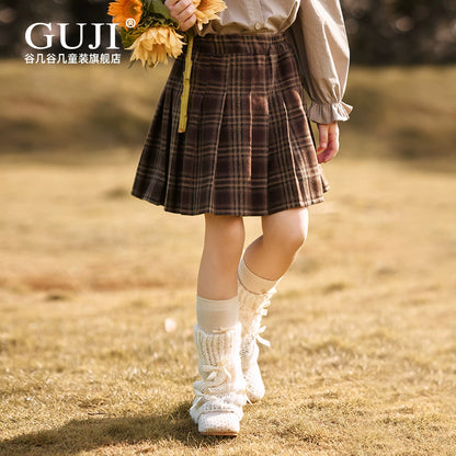 Girls Plaid Pleated Skirt - School Uniform JK Style Midi
