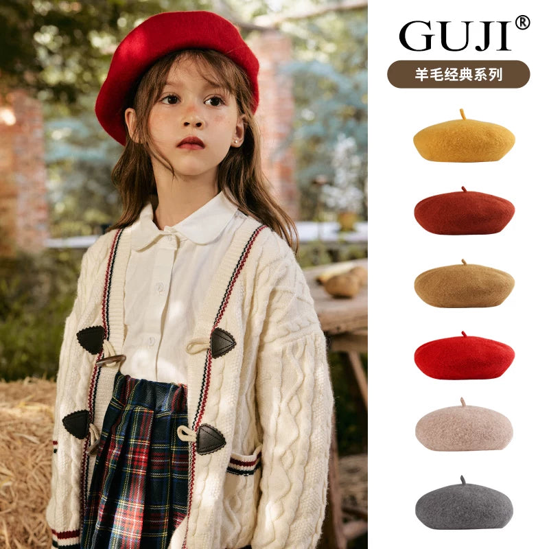Girls Artist Beret Hat - Soft Wool-Blend Painter Cap