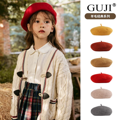 Girls Artist Beret Hat - Soft Wool-Blend Painter Cap