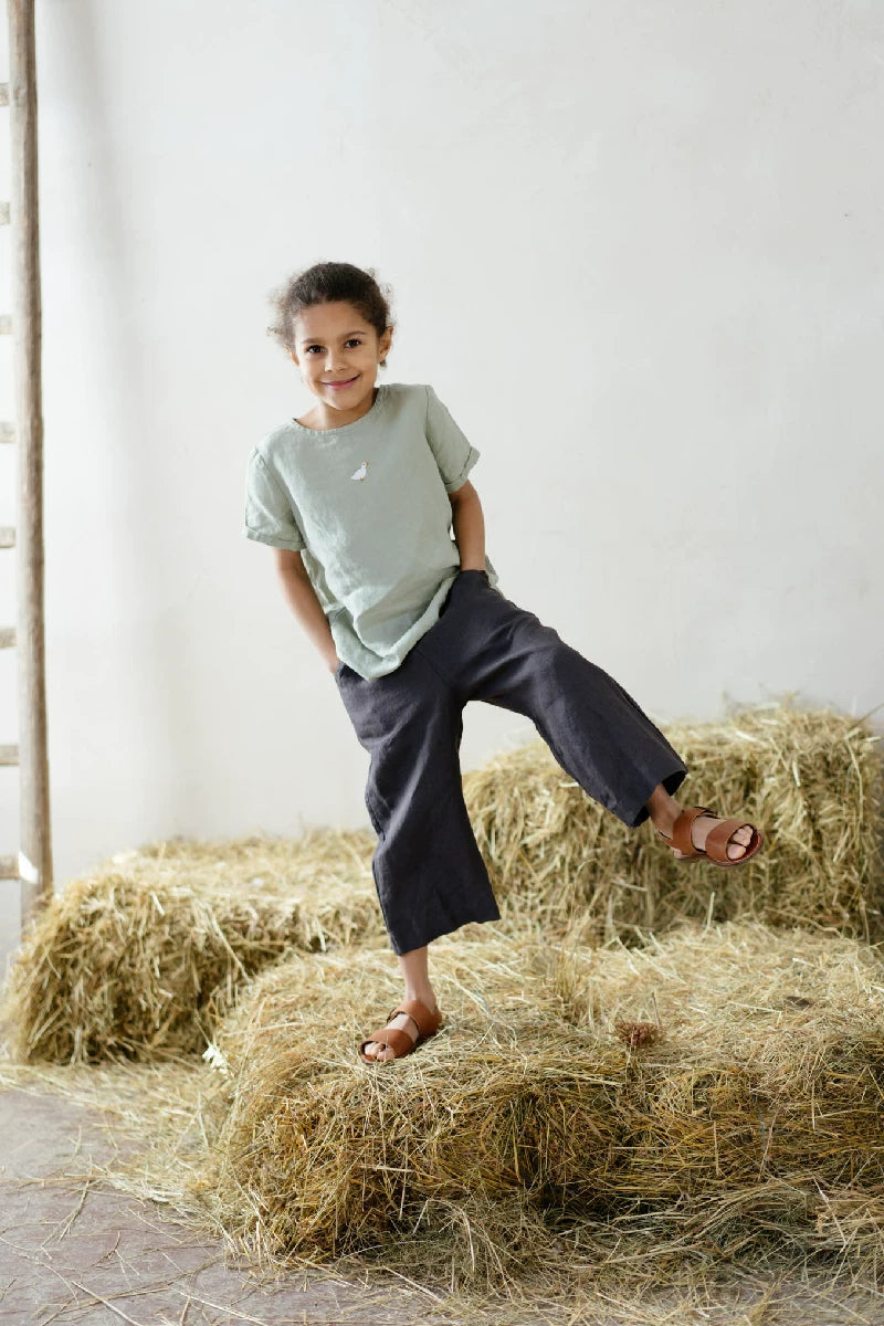 Kids Pure Linen Relaxed Pants - Unisex Leisure Trousers