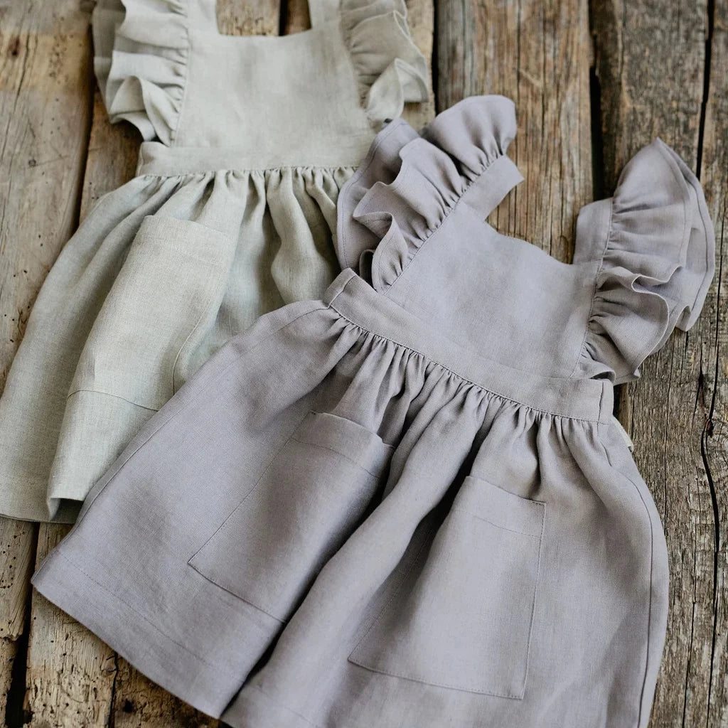 Girls Nordic Pure Linen Dress - Big-Love Series Long Sleeve