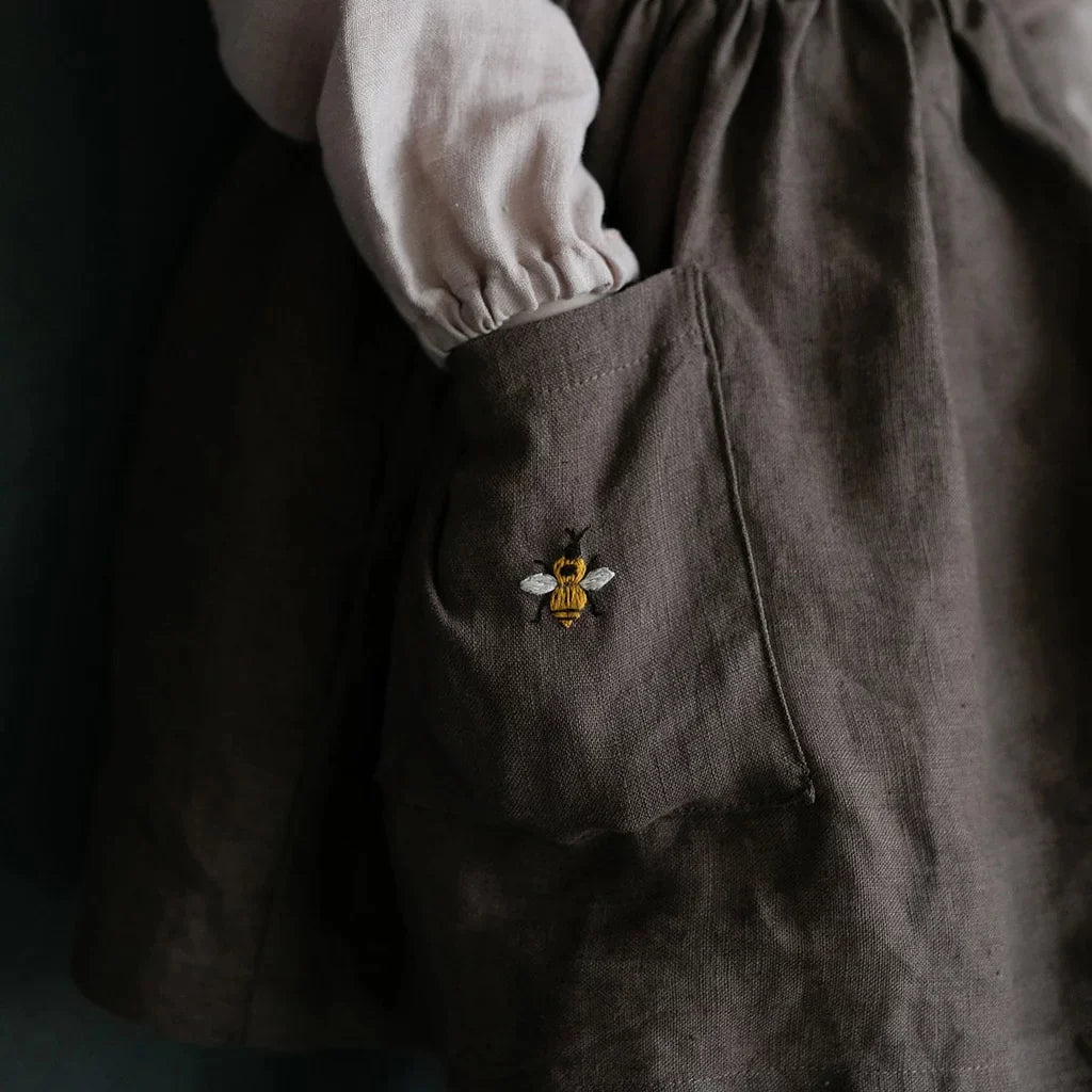 Alice Linen Pinafore Dress - Cute Embroidered Jumper Dress