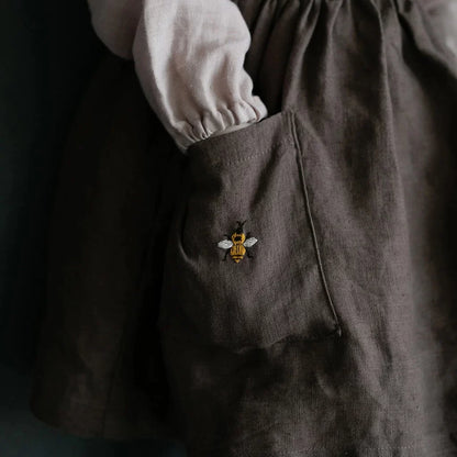 Alice Linen Pinafore Dress - Cute Embroidered Jumper Dress