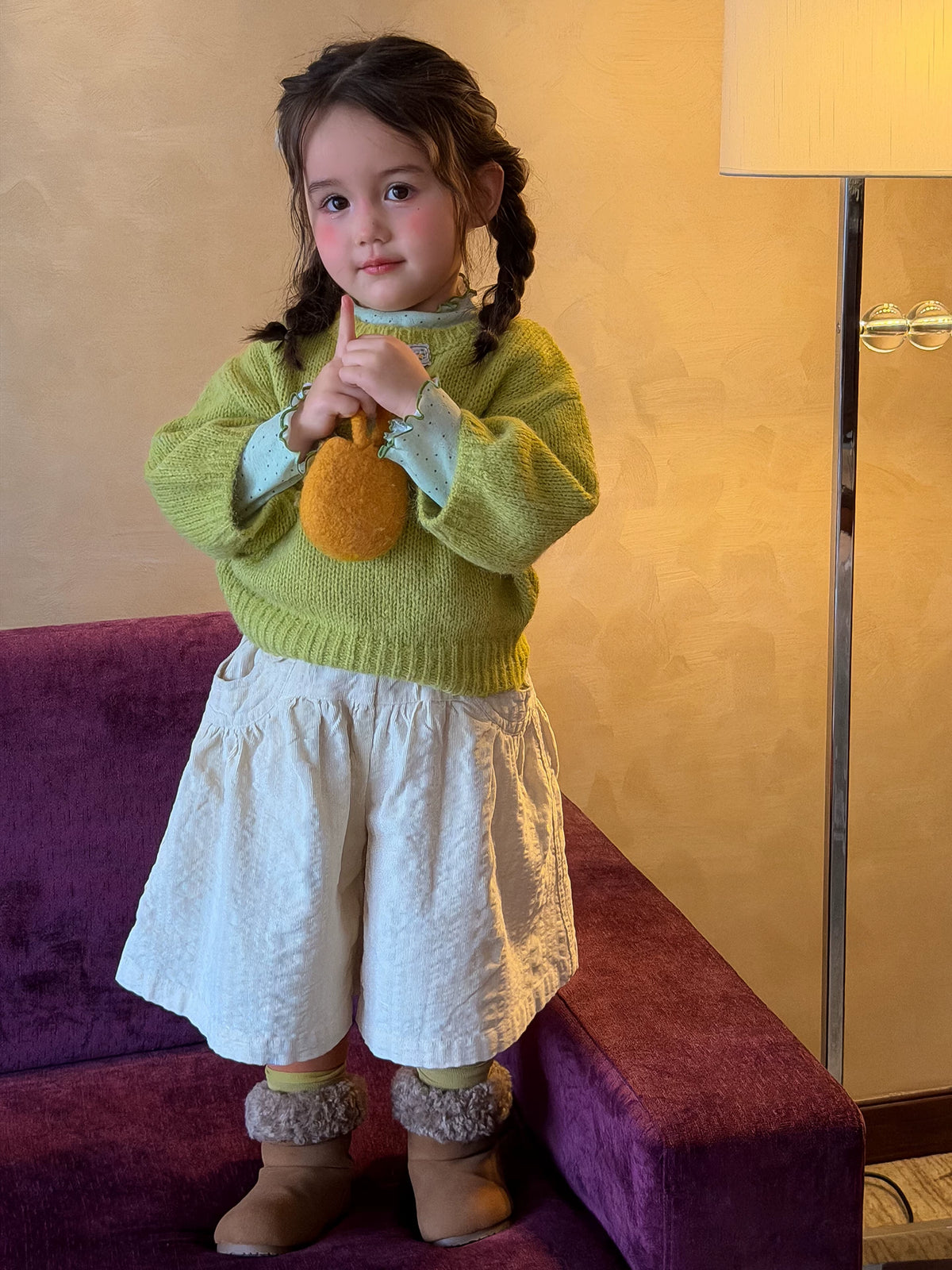 Girls Knit Sweater & Corduroy Pants Set - Sweet Autumn Three-Piece