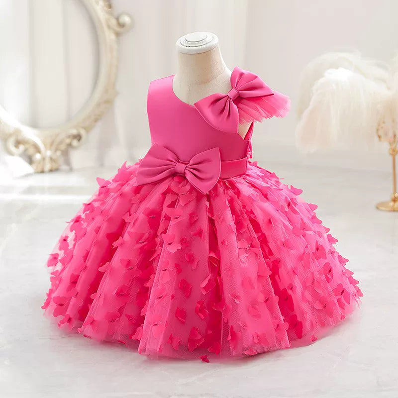 Puff Sleeve Bow Princess Dress - Floral Party Dress