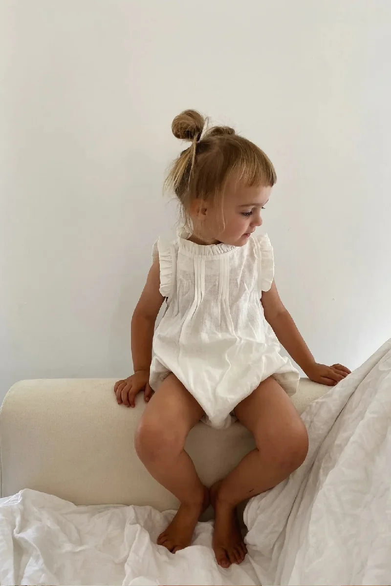 Belgian Pure Linen Baby Romper - Sleeveless Summer Onesie