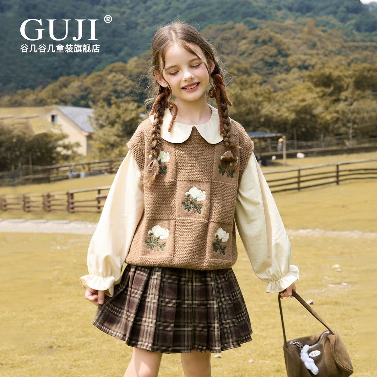 Girls Faux Two-Piece Collar Sweater - Vest & Shirt Knit Top