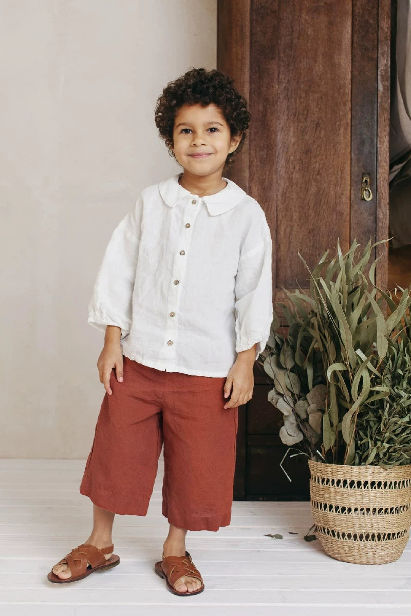Kids Pure Linen Relaxed Pants - Unisex Leisure Trousers