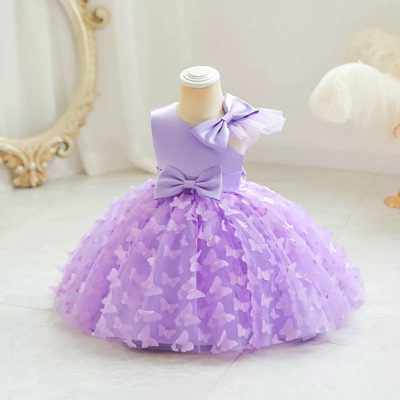 Puff Sleeve Bow Princess Dress - Floral Party Dress
