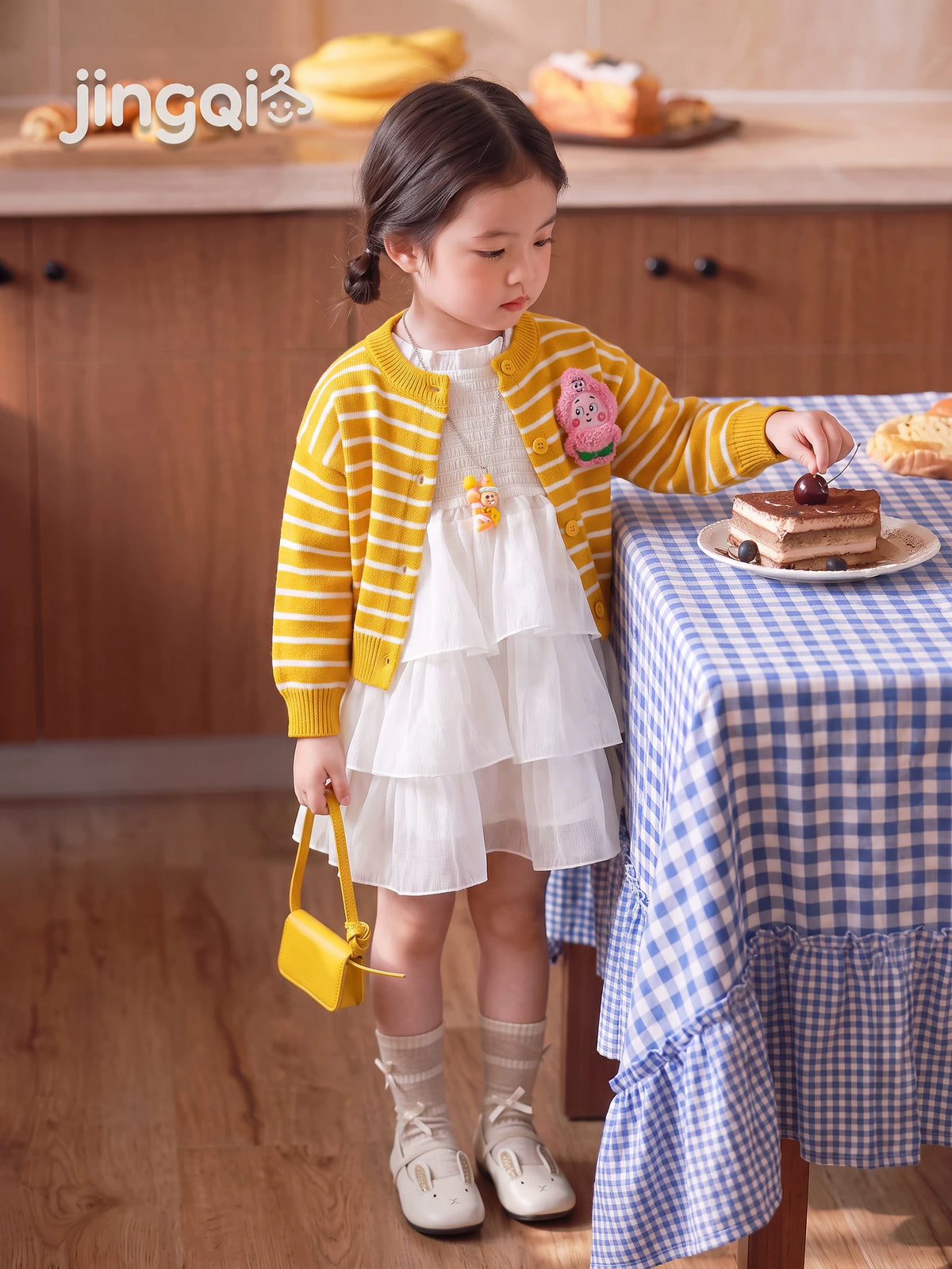 Girls Knit Cardigan and Princess Dress Set - Striped Autumn Two-Piece