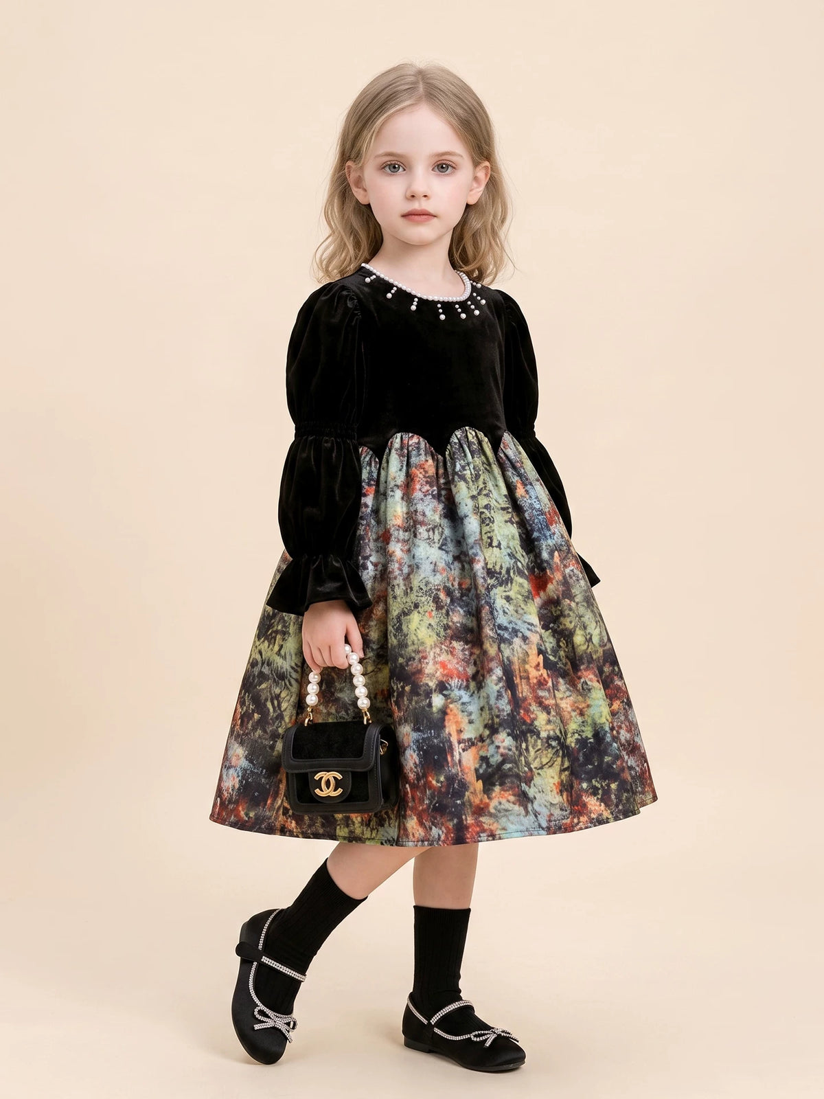 Girls formal velvet dress for holidays and parties